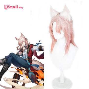 L-email wig Synthetic Hair Game Honkai Star Rail Jiaoqiu Cosplay Wig With Ears Pink Color Orange Cosplay Wigs Heat Resistant Wig