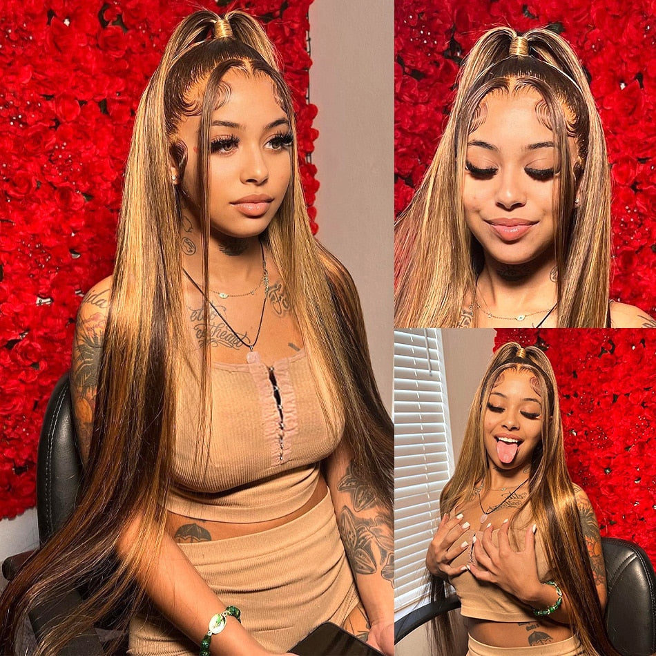 Straight Highlight Lace Front Human Hair